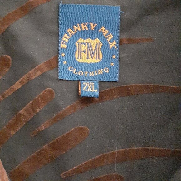 Franky Max Button Front Flocked Shirt Swirl Print Brown Espresso 2XL - Picture 3 of 7